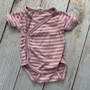 kate quinn Lavender & Cream Striped Baby Kimono BodySuit